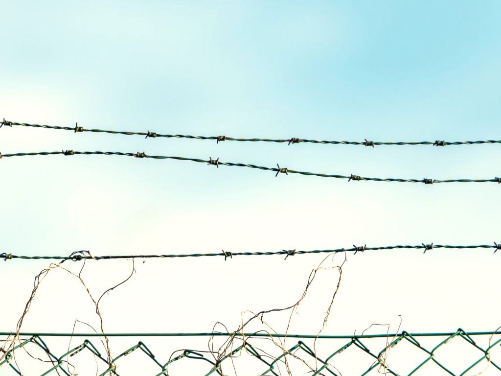 Забор с одноосновной колючей проволокой Забор с одноосновной колючей проволокой